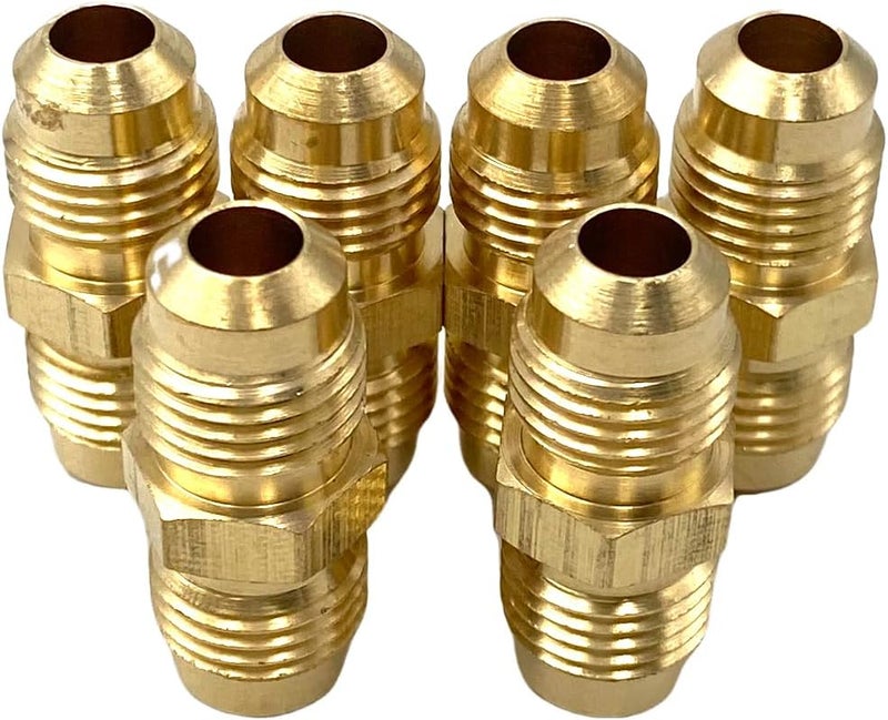 Bumugufu 6 Pcs 5/16" Flared Tube Fittings, 5/16" Male to Male Pipe Flare Fittings for Nature Gas Line, RV Propane and Air Conditioning Line Connection - Image 1